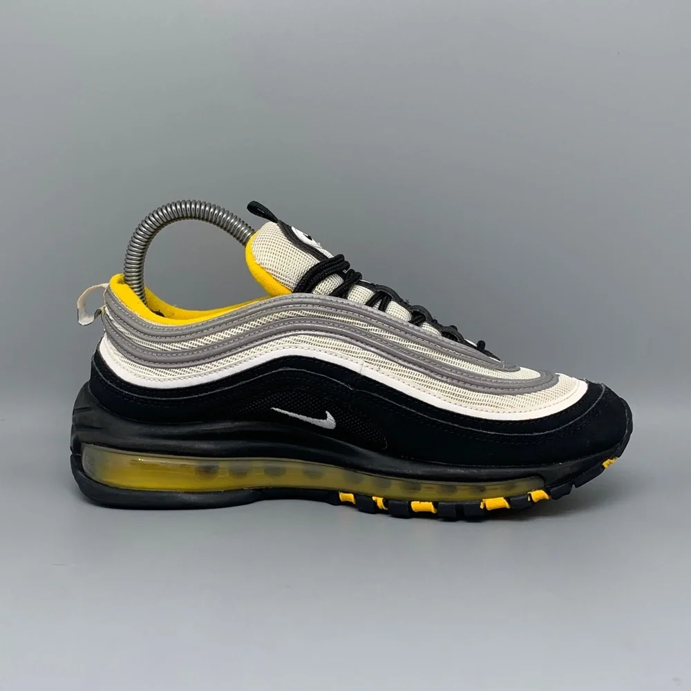 Nike Air Max 97 Black Yellow Running Shoes 921522-005 Men’s Sz 6Y Women's Sz 7.5